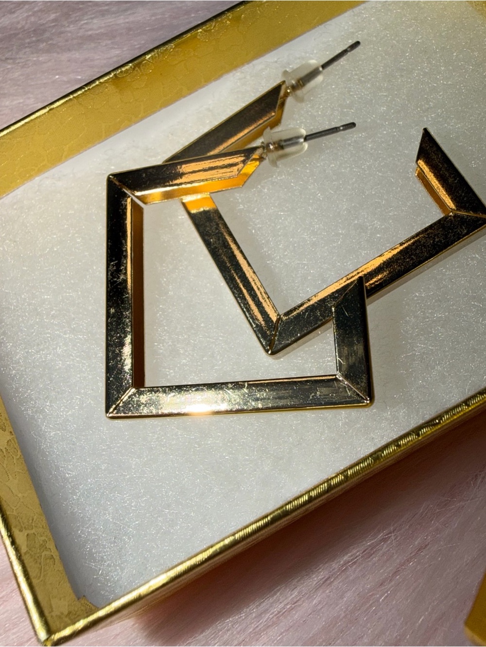 Gold Geometric Square Hoop Earrings - Women Accessories